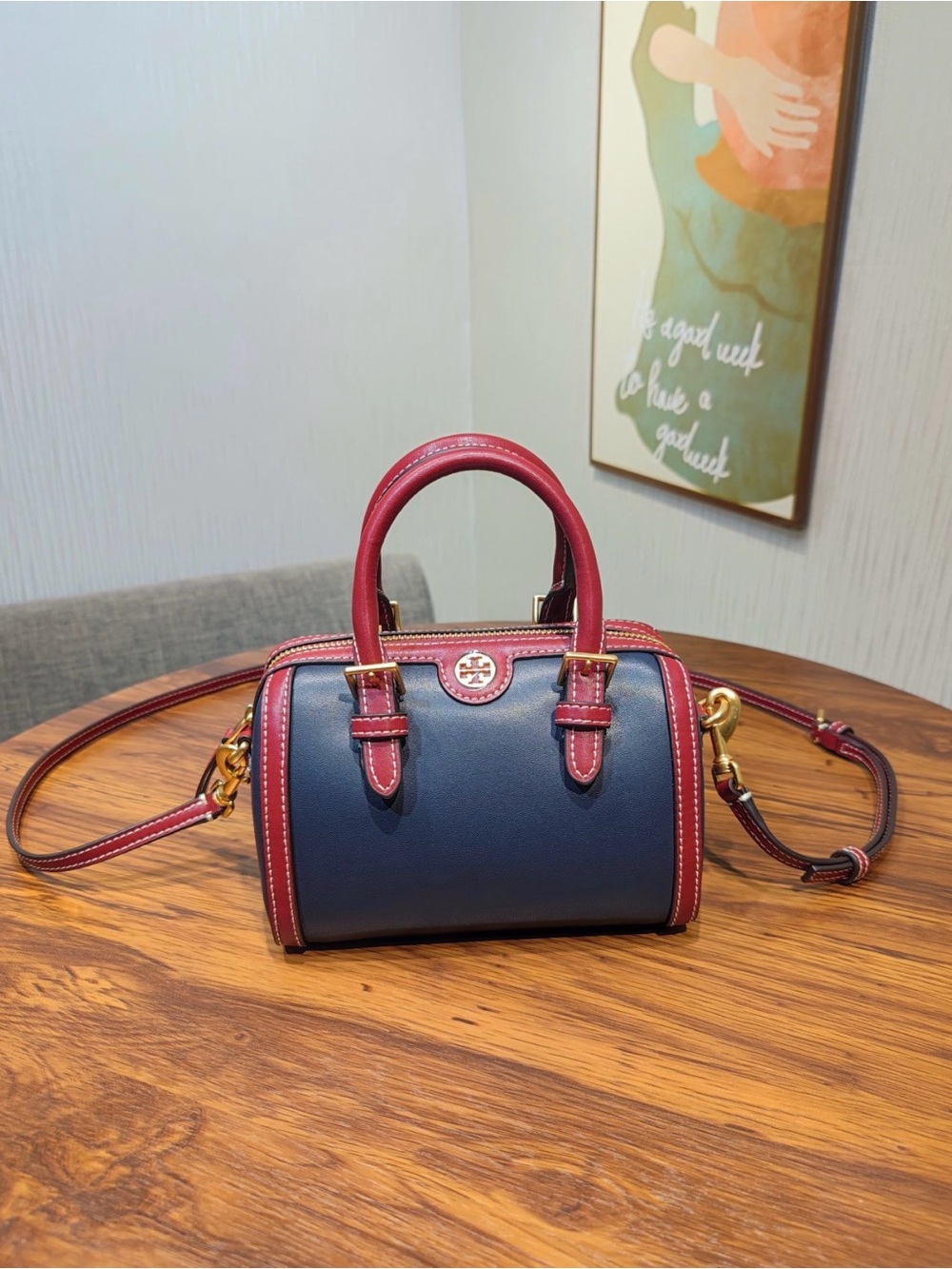 TORY BURCH Mini jacquard wine barrel bag